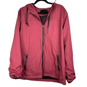 TAVIK Hooded Windbreaker Men’s  Medium Maroon Zip Up Jacket Lightweight Outdoor